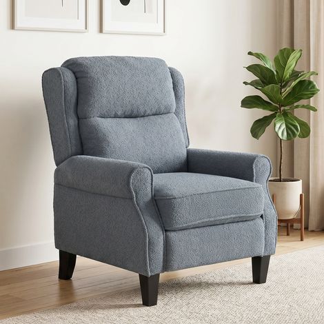 Fauteuil relax inclinable en polaire Teddy, fauteuil de relaxation avec repose-pieds extensible, assise rembourrée, gris (1/5)