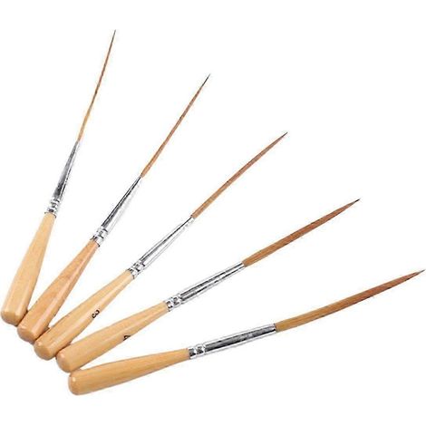 Pinceau long pour liner, ensemble de 5 pinceaux en poils d'oreille de bœuf pour remplir les coins, marquer, tracer les contours et créer des bordures. (1/5)