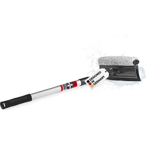 HEYNER® Scheibenreiniger Insect Cleaner L – faltbar, Teleskop 50–80 cm, Dual-Wischer mit Insektenreiniger, Aluminiumgriff, 20 cm Breite