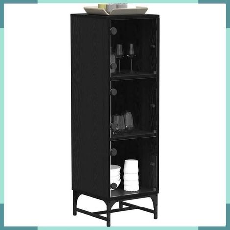 Buffet - 883539 - Chêne noir - 3 portes - 35 x 37 x 117 cm (1/5)