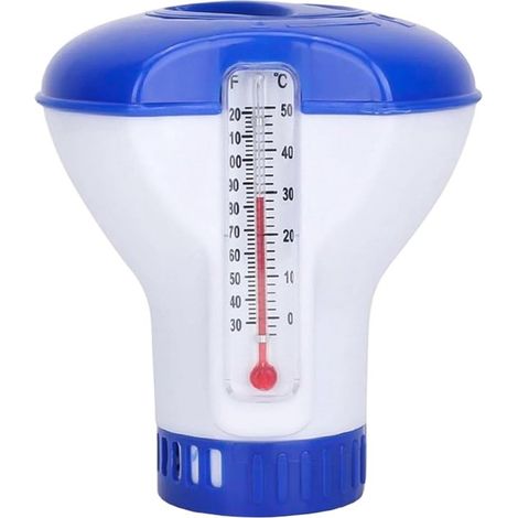 Dispensador de cloro para piscinas，dispensador de cloro para piscinas con termómetro，pastilla automática (1/5)
