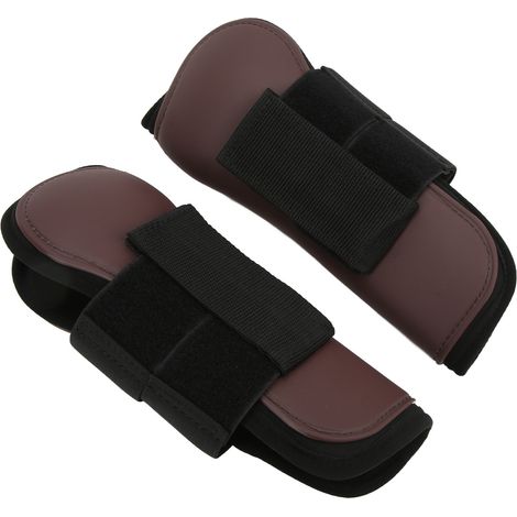 1 paire de guêtres de soutien pour chevaux, coque en polyuréthane et néoprène, protection des jambes pour le saut d'obstacles et la chasse, marron, pattes avant, taille L (1/5)
