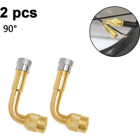 Kit de rallonge de valve en 2 pièces, adaptateur de valve en cuivre, rallonge de valve coudée pour valves de voiture, valves de pneus et scooters (1/5)