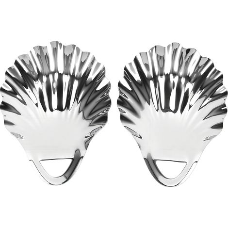 Plats à bijoux en forme de coquille, assiettes en acier inoxydable, vaisselle de cuisine pour le fromage, bonbons, noix, collations, 2 pièces (1/5)