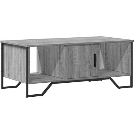 Tavolino da caffè in stile industriale con vano contenitore 100 x 51 x 40 cm in legno ingegnerizzato grigio e metallo DEC039960