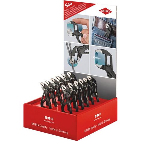 Draper 25003 KNIPEX Cobra 00 18 01 V39 Counter Display of 87 00 100 XS Water Pump Pliers, 12 parts, 200mm