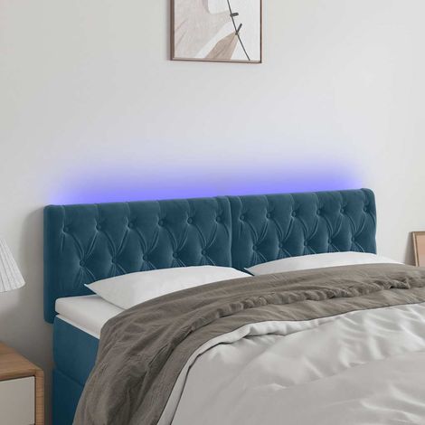 LED Kopfteil Dunkelblau 144x7x78/88 cm Samt