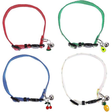 Collar colorido con forma de fruta para gatos, 4 piezas, collar para gatitos con cascabel. (1/5)