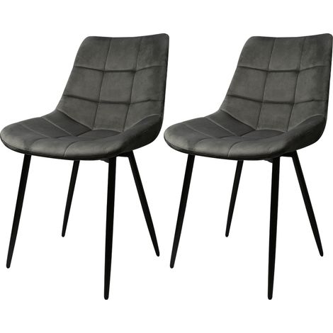 Skecten Juego de 2 Sillas de Comedor Asiento de Terciopelo, Silla Tapizada, para cocina, comedor, salón, recepción, pub o restaurante - Gris oscuro (1/5)