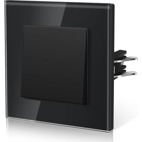 Interrupteur Mural, Interrupteur Va Et Vient Avec Griffes, Verre Interrupteur Lampe De Chevet, 1 Gang 2 Way, 86mm, Noir (1/5)