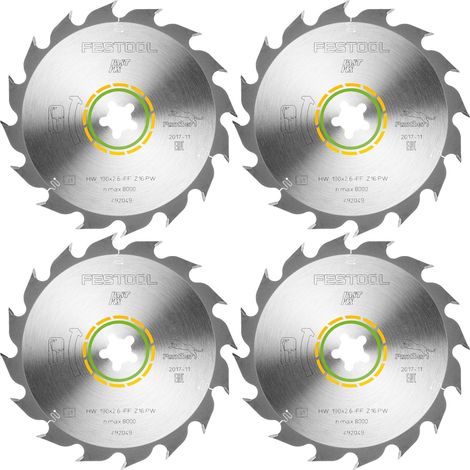 Festool HW 190x2,6 FF PW16 Lame circulaire WOOD RIP CUT 4 pces ( 4x 492049 ) 190 x 2,6 mm 16 dents pour coupes longitudinales dans le bois massif (1/2)