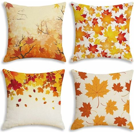 Green Mobility-Housse de coussin 4 pièces, housse de coussin automne 45x45cm, housse de coussin feuille d'érable, housse de coussin décorative pour le jour de Thanksgiving (1/5)