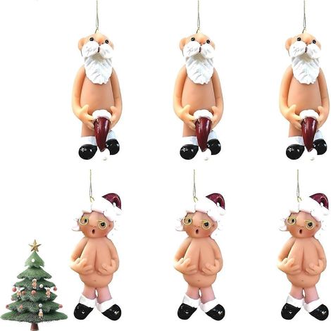 Lot de 6 décorations de Noël pour sapin, décorations de Noël pour la maison, pendentif plat 2D Père Noël, cadeaux originaux, décorations à suspendre au sapin et pour les fêtes de fin d'année (1/5)