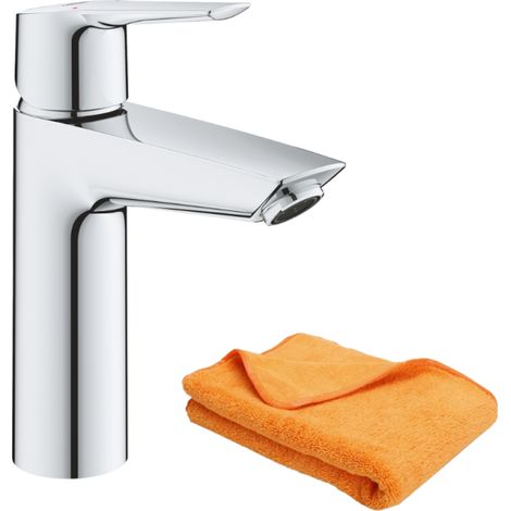 Mitigeur lavabo GROHE Quickfix Start 2021 avec vidage Push-Open taille M chromé + microfibre (1/5)
