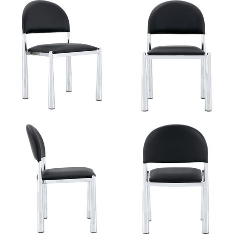 Set mit 2 modernen Esszimmerstühlen aus schwarzem PU-Kunstleder mit Metallbeinen, 80 cm (1/5)