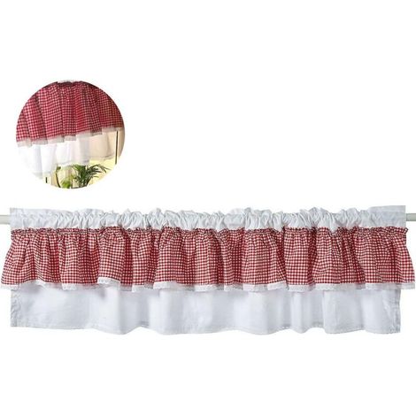 Croix Rideau Coton Plaid Cuisine Séparateur Rideau Demi Rideau 40x150cm (1/4)