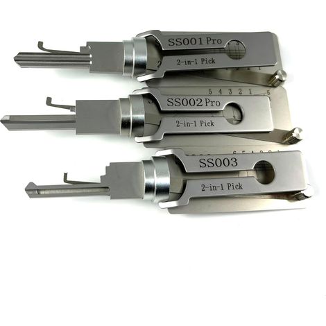Fourniture de serrurier SS001 SS002 et SS003 2 en 1 Décodeur et outils de crochetage pour serrure à rainure en S, cadenas de porte pour la famille (1/5)