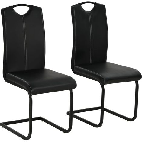 Lot de 2 Chaises à manger cantilever,Chaises/Fauteuils de salle à Manger noir similicuir HH13417 (1/5)
