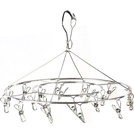 Étendoir à linge en acier inoxydable, pince multi-clip pour séchage de sous-vêtements, chaussettes, bonnets, forme ronde sans boucle (1/5)