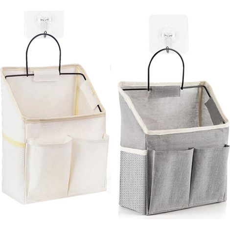 Borsa portaoggetti da parete, 2 pezzi, gancio incluso, con tasca, borsa in tela impermeabile, scatola portaoggetti