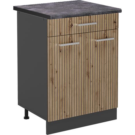 Meuble cuisine R-Line, Chêne Artisan, 80 cm , PT Anthracite, Vicco