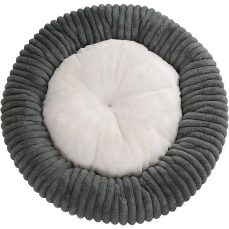 Lit rond pour chiens – canapé confortable – couchage pour animaux – tissu – Gris (1/5)