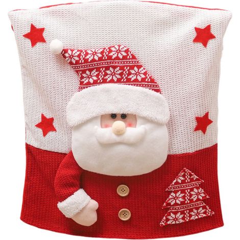 Xmas Dining Chair Cover Linen Dining Chair Slipcover For Xmas Kitchen Dining Room Decor Red White Elder (1/3)