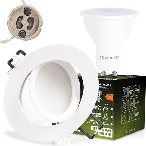 Luminaire halogène encastré rond et mobile TRIX 3 en 1 GU10 6W 4000K BLANC MAT LUMILED