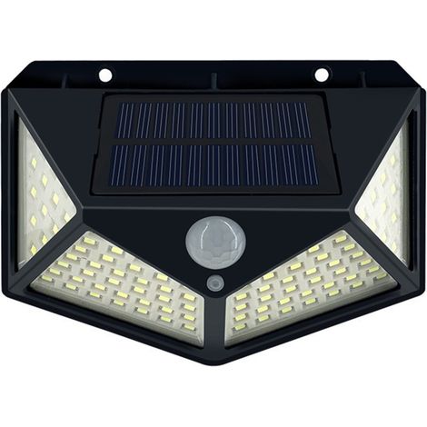 Solar-Wandleuchte – 100 LEDs, PIR-Bewegungsmelder, wasserdicht für den Außenbereich, automatische Aktivierung, für Zaun, Tor, Balkon, Hof, Garten