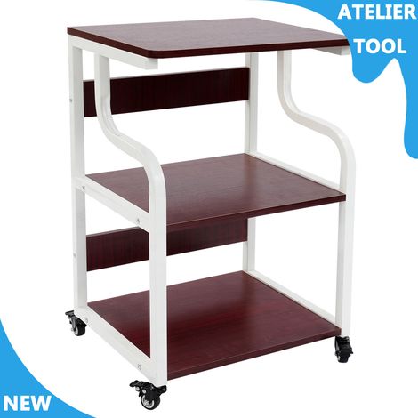 ATELIER Table d'imprimante 3 niveaux Suport d'imprimante organisateur Rack avec 4 Roues universelles pour bureau d'étude (1/5)