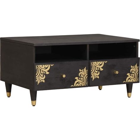 Couchtisch Schwarz 80 x 54 x 40 cm Massivholz Mango