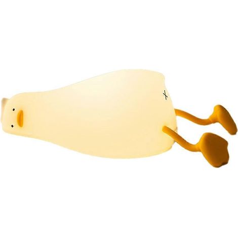 Veilleuse canard couché à plat, lampe canard LED souple, canard lumineux mignon, veilleuse, lampe de chevet tactile rechargeable (1/5)