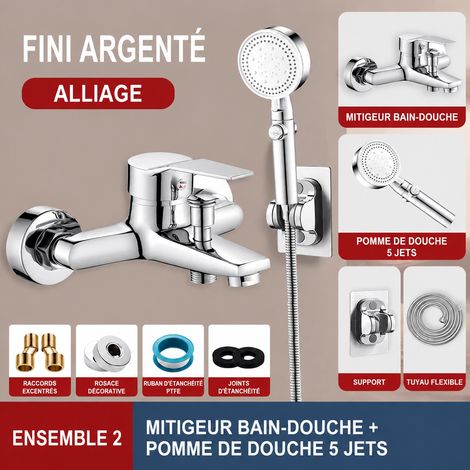 Mitigeur de douche classique avec ensemble douchette 5 modes et fonction arrêt d'eau réf 5838 27 × 15,5 × 11,7 cm 1 kg – Livraison gratuite