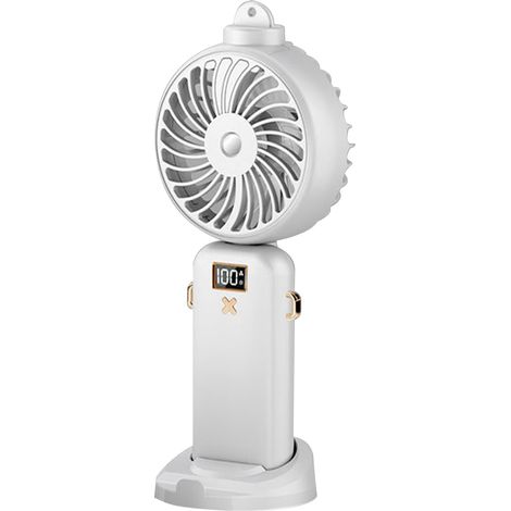 Ventilateur de brumisation Portable, 5 vitesses, fonctionne à piles, Mini pulvérisation d'eau de bureau pliable pour l'été, la plage et les voyages, blanc (1/5)