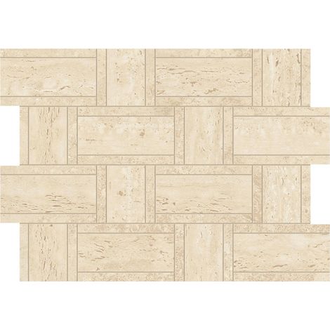Mosaïque effet Travertin Beige Treccia 47x35x0,9 cm Mat Neravio - Mur intérieur (vendu par carton de 0,987 m²) - RO'MA CARRELAGE