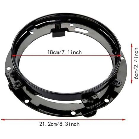 NALOOKAMIC Support de montage pour phare de voiture 7 pouces, anneau rond pour Jeep Wrangler (noir) (1/3)