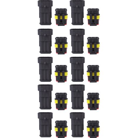 Lot de 10 connecteurs électriques étanches à 3 broches pour câbles automobiles (1/5)