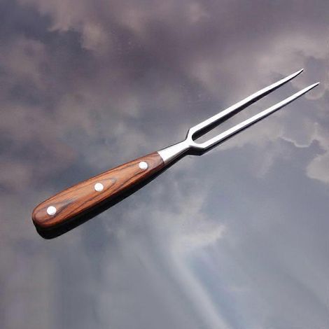 Fourchette à barbecue portable en acier inoxydable avec manche en bois (1/4)
