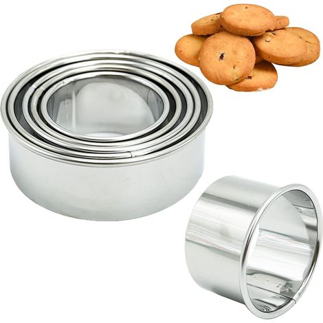 Ensemble de 5 emporte pièces à pâtisserie, cadeau de fête des mères, moule à biscuits en métal, emporte pièce en acier inoxydable, pour biscuits au sucre, pâtisserie, chocolat, rond (1/5)