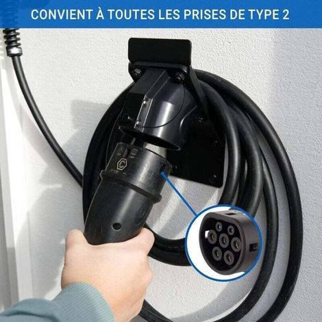 upport Cable Recharge Type 2 Peu encombrant pour Voiture Electrique • Support Mural Prise Type 2 • Accessoires pour Câble de Recharge & Wallbox (1/3)