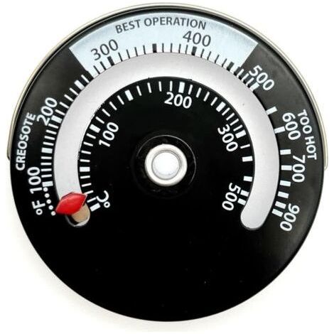 Jauge de Température Magnétique pour Poêle à Bois et Multi-Combustibles - Thermomètre de Conduit et Cheminée en Métal(Noir) (1/5)