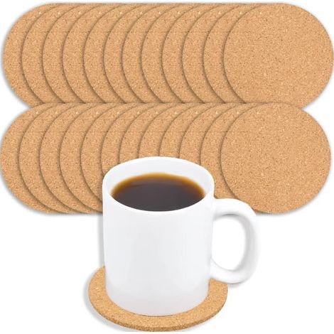24 sous-verres en liège, ronds, 10 cm, pour verres, bouteilles et autres supports à bière. (1/5)