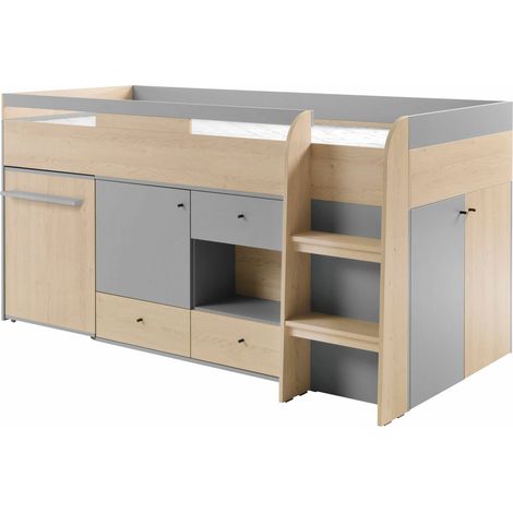 Lit mezzanine Ciravie 107 , Unique, 90x200, Stratifié, Disponible, 94x204x114cm (1/5)