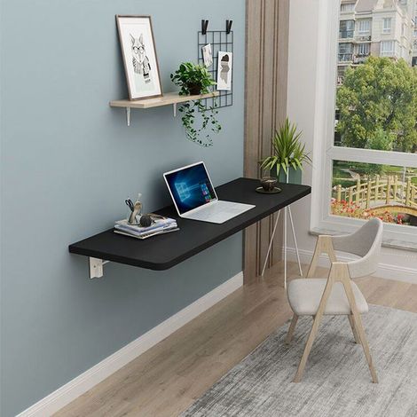 – Table pliante murale 60x30cm – Design élégant noir – Capacité de charge élevée – Idéale pour espaces réduits (1/5)