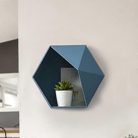 Étagère murale géométrique hexagonale pour salon nordique, sans perçage (1/5)