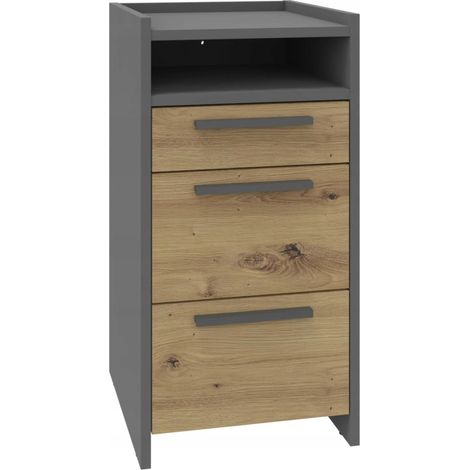 ALTIVO 2SW1SNO cassettiera artigianale color antracite, 2 cassetti alti, 1 cassetto basso