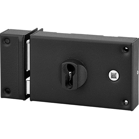 Serratura orizzontale da applicare con quadro maniglia a cilindro , sinistra, 140x88mm, quadro 7mm, nero - THIRARD