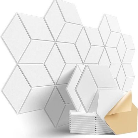 Hochdichte, selbstklebende, sechseckige Schallschutzplatten für Wände, Türen und Decken, 12er-Pack (weiß) (1/5)
