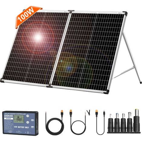 Panneau Solaire, Design Pliable, Haute Efficacité, 100W avec ensemble (1/2)