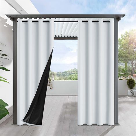 Weißer Verdunkelungsvorhang – 100 % lichtundurchlässig, wärmeisolierend, kälteabweisend, Ösenvorhänge, 2-teilig, Breite 132 x 241 cm, Höhe (1/4)